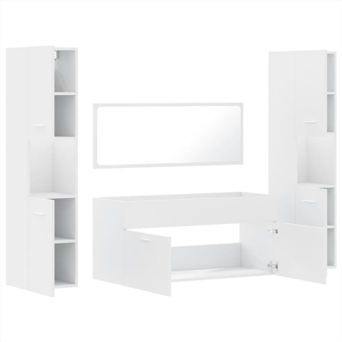 Set mobilier de baie, 4 piese, alb, lemn prelucrat - WALTI WALTI