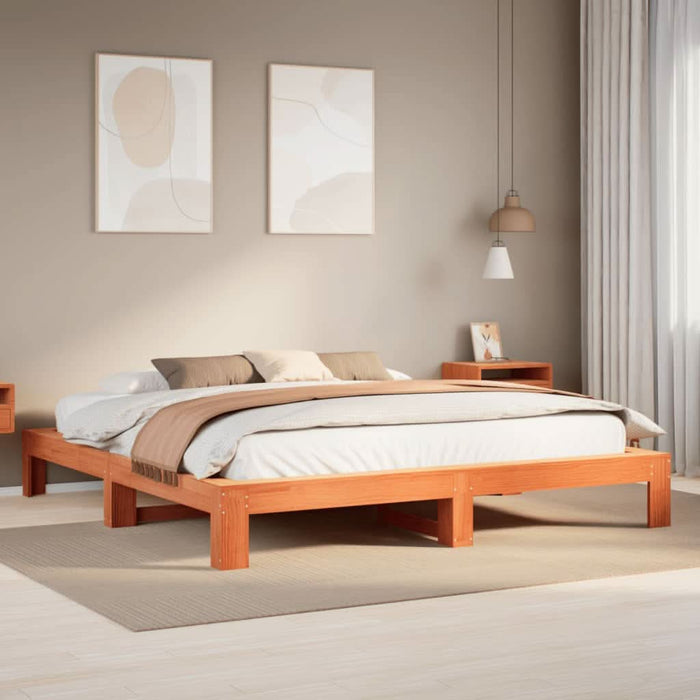 Cadru de pat fără saltea, maro ceruit 180x200 cm lemn masiv pin - WALTI WALTI