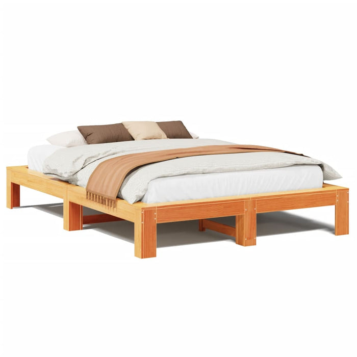Cadru de pat fără saltea, maro ceruit 150x200 cm lemn masiv pin - WALTI WALTI