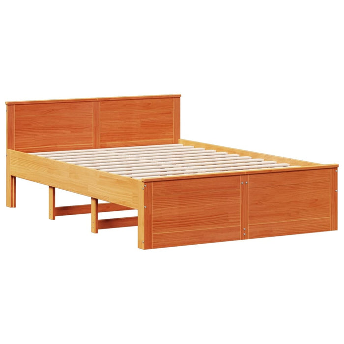 Cadru pat fără saltea/cu tăblie, maro 140x200 cm lemn masiv pin - WALTI WALTI