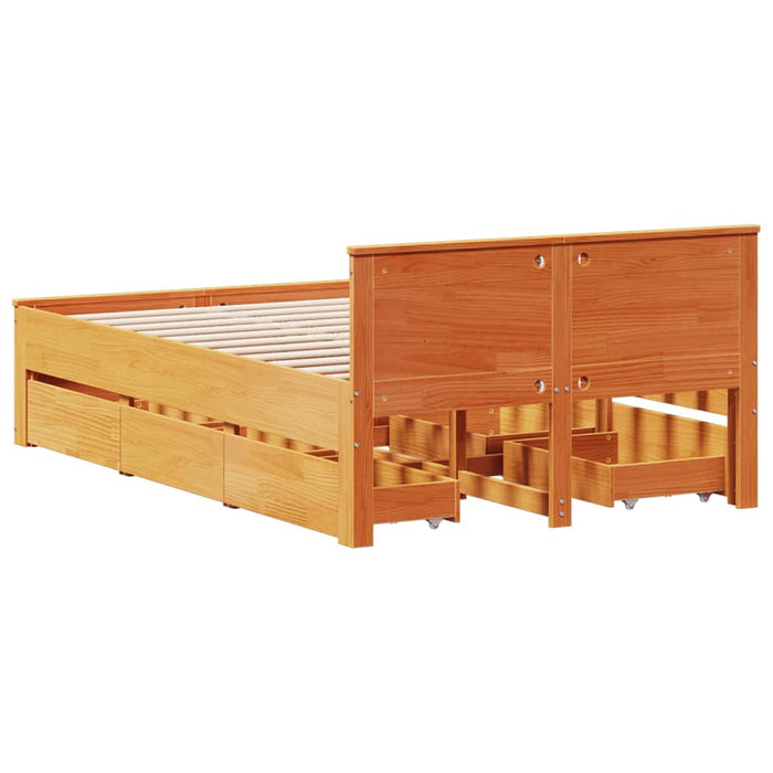 Cadru pat fără saltea/cu tăblie maro 120x200 cm lemn masiv pin - WALTI WALTI