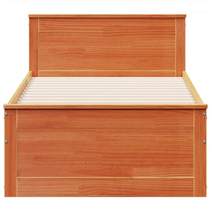 Cadru pat fără saltea/cu tăblie maro 100x200 cm lemn masiv pin - WALTI WALTI