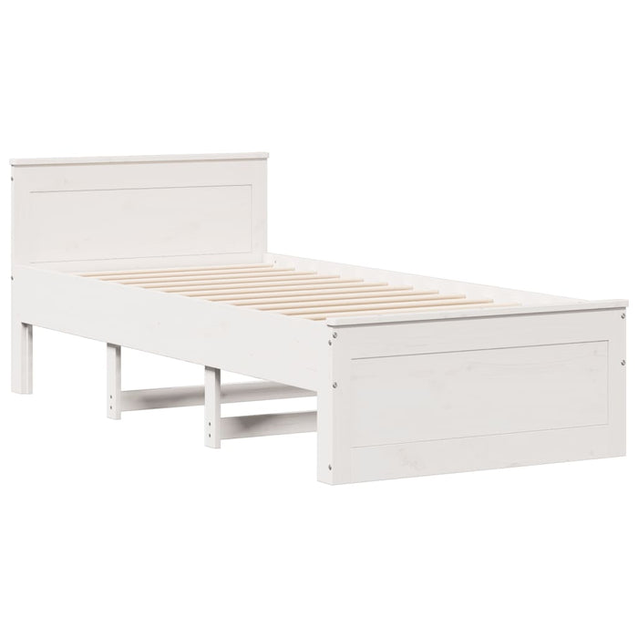 Cadru pat fără saltea/cu tăblie, alb, 90x200 cm, lemn masiv pin - WALTI WALTI