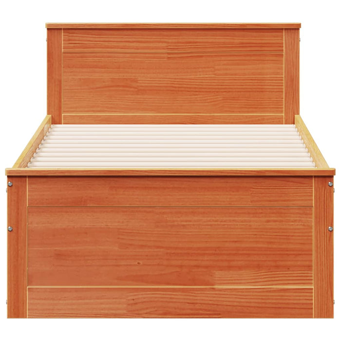 Cadru pat fără saltea/cu tăblie maro 90x200 cm lemn masiv pin - WALTI WALTI