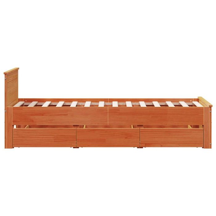 Cadru pat fără saltea/cu tăblie maro 90x200 cm lemn masiv pin - WALTI WALTI