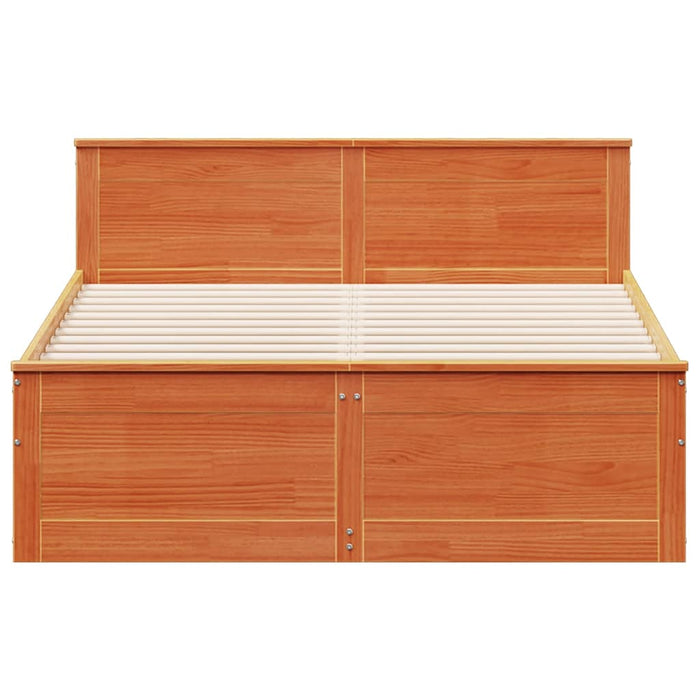 Cadru pat fără saltea/cu tăblie maro 140x190 cm lemn masiv pin - WALTI WALTI