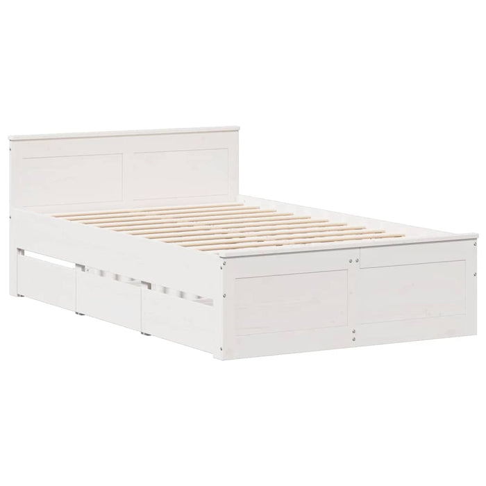 Cadru pat fără saltea/cu tăblie, alb, 135x190cm, lemn masiv pin - WALTI WALTI