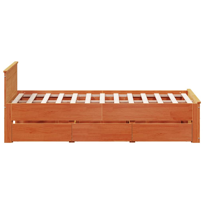 Cadru pat fără saltea/cu tăblie maro 135x190 cm lemn masiv pin - WALTI WALTI