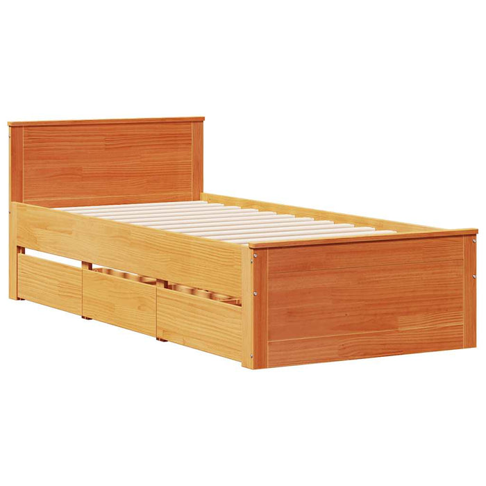 Cadru pat fără saltea, maro ceruit, 90x190 cm, lemn masiv pin - WALTI WALTI