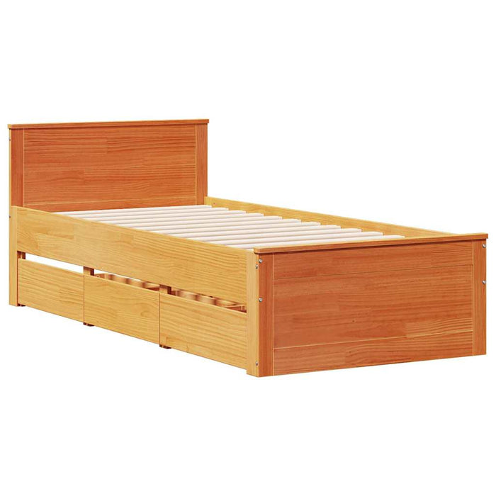 Cadru pat fără saltea, maro ceruit, 75x190 cm, lemn masiv pin - WALTI WALTI