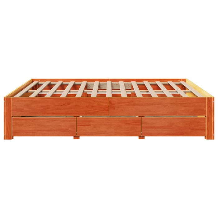 Cadru pat fără saltea/cu sertare maro 180x200 cm lemn masiv pin - WALTI WALTI