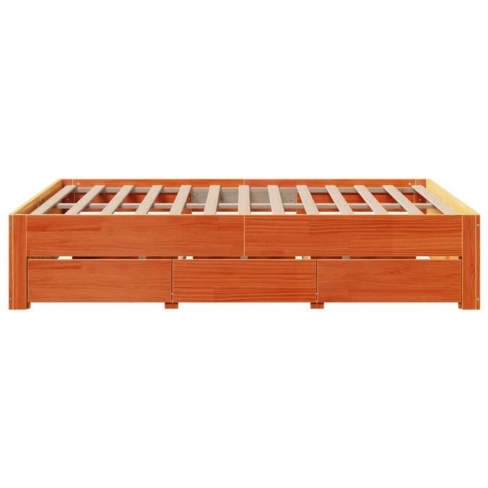 Cadru pat fără saltea/cu sertare maro 150x200 cm lemn masiv pin - WALTI WALTI
