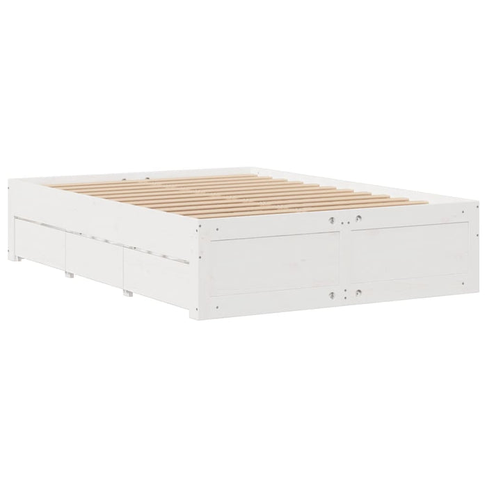 Cadru pat fără saltea/cu sertare alb 140x200 cm lemn masiv pin - WALTI WALTI