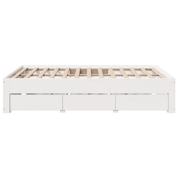 Cadru pat fără saltea/cu sertare alb 140x200 cm lemn masiv pin - WALTI WALTI