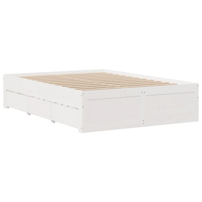 Cadru pat fără saltea/cu sertare alb 140x200 cm lemn masiv pin - WALTI WALTI