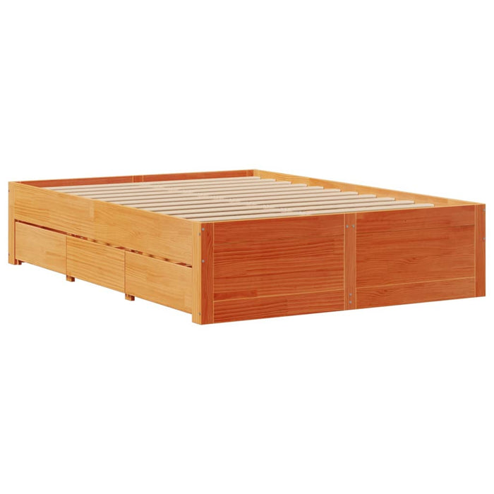 Cadru pat fără saltea/cu sertare maro 140x200 cm lemn masiv pin - WALTI WALTI