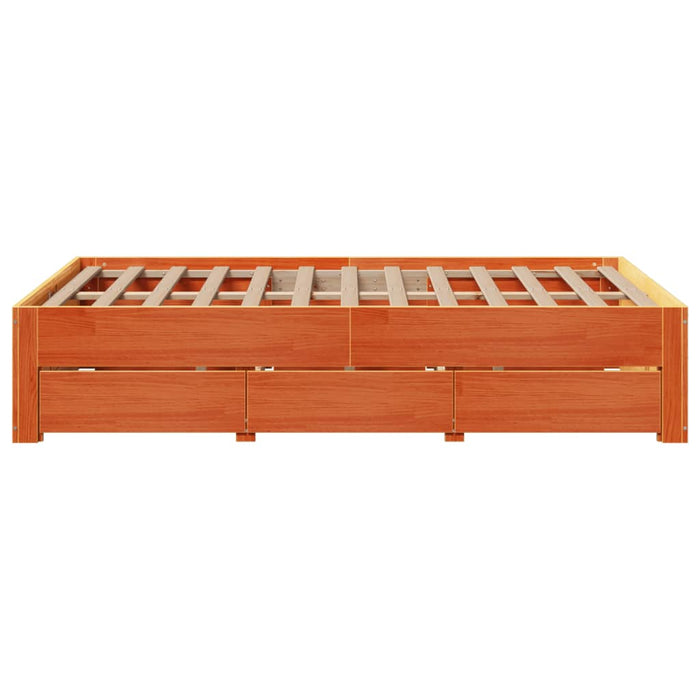 Cadru pat fără saltea/cu sertare maro 120x200 cm lemn masiv pin - WALTI WALTI