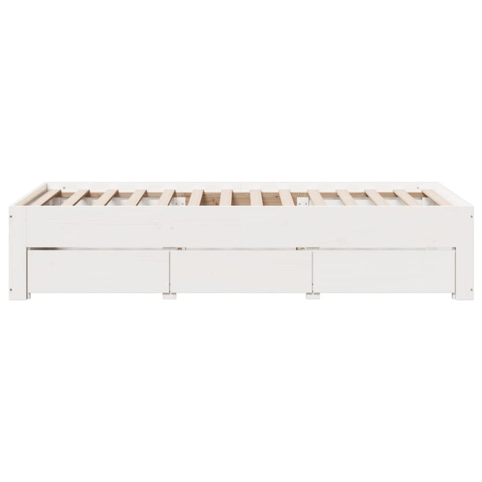 Cadru pat fără saltea/cu sertare, alb, 90x200cm, lemn masiv pin - WALTI WALTI