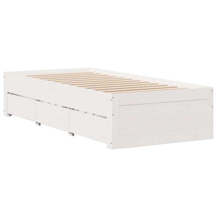 Cadru pat fără saltea/cu sertare, alb, 90x200cm, lemn masiv pin - WALTI WALTI