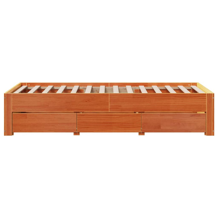 Cadru pat fără saltea/cu sertare maro 90x200 cm lemn masiv pin - WALTI WALTI