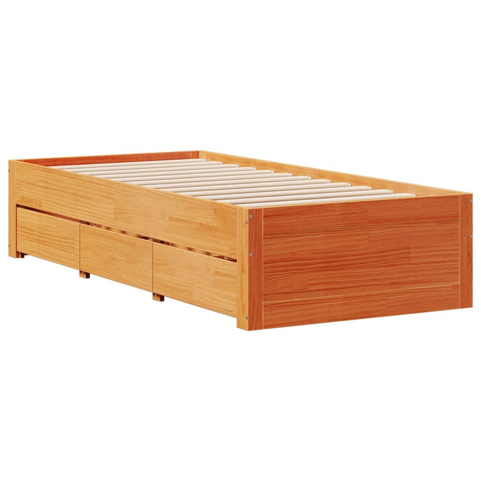 Cadru pat fără saltea/cu sertare maro 90x200 cm lemn masiv pin - WALTI WALTI