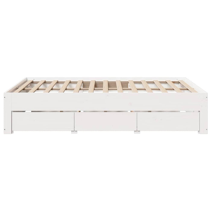 Cadru pat fără saltea/cu sertare alb 140x190 cm lemn masiv pin - WALTI WALTI