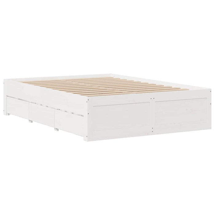 Cadru pat fără saltea/cu sertare alb 140x190 cm lemn masiv pin - WALTI WALTI