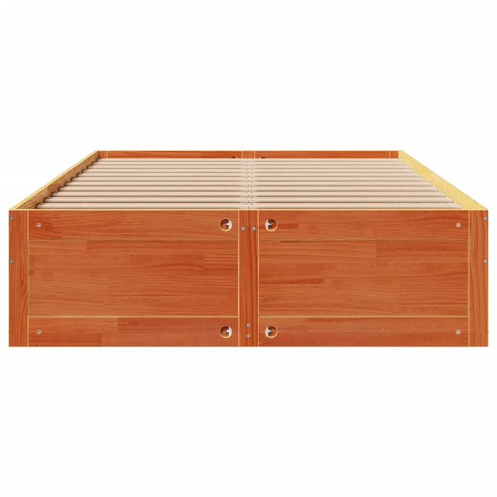 Cadru pat fără saltea/cu sertare maro 140x190 cm lemn masiv pin - WALTI WALTI