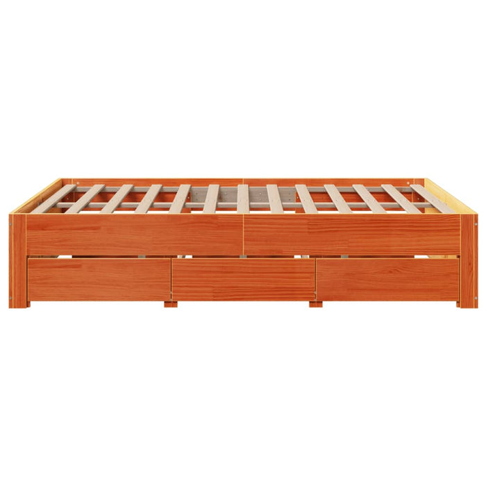 Cadru pat fără saltea/cu sertare maro 140x190 cm lemn masiv pin - WALTI WALTI