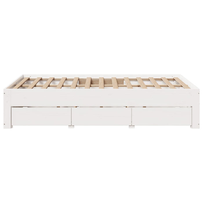 Cadru pat fără saltea/cu sertare alb 135x190 cm lemn masiv pin - WALTI WALTI