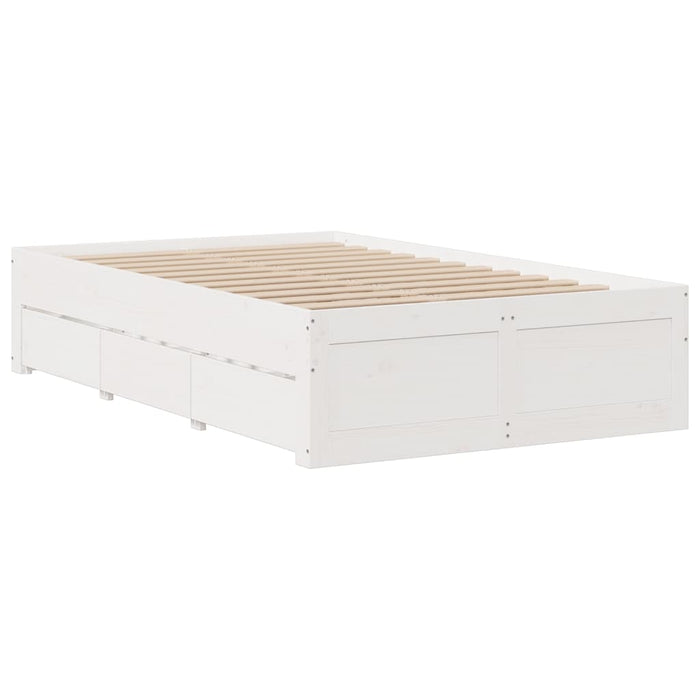 Cadru pat fără saltea/cu sertare alb 135x190 cm lemn masiv pin - WALTI WALTI
