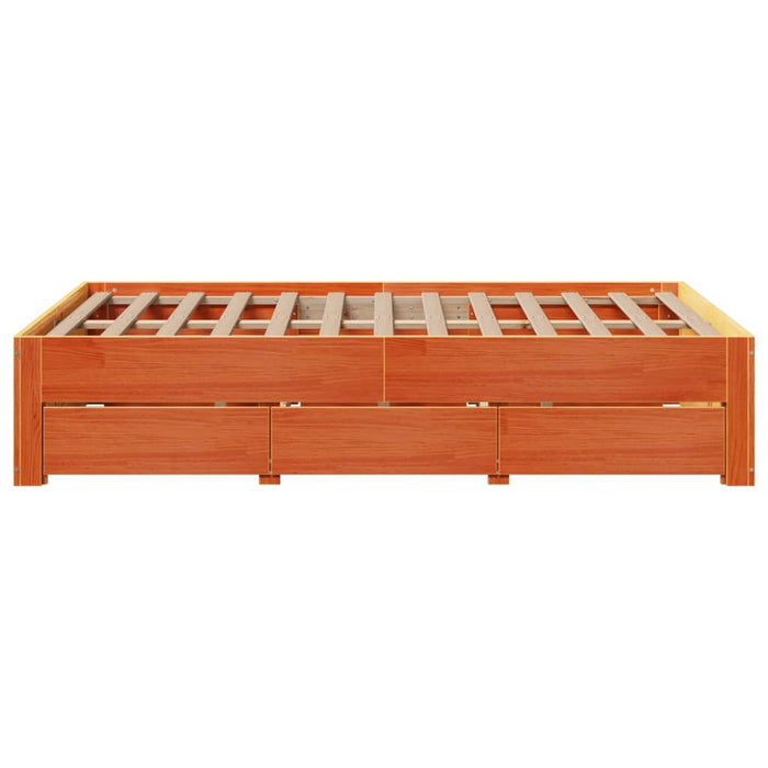 Cadru pat fără saltea/cu sertare maro 120x190 cm lemn masiv pin - WALTI WALTI