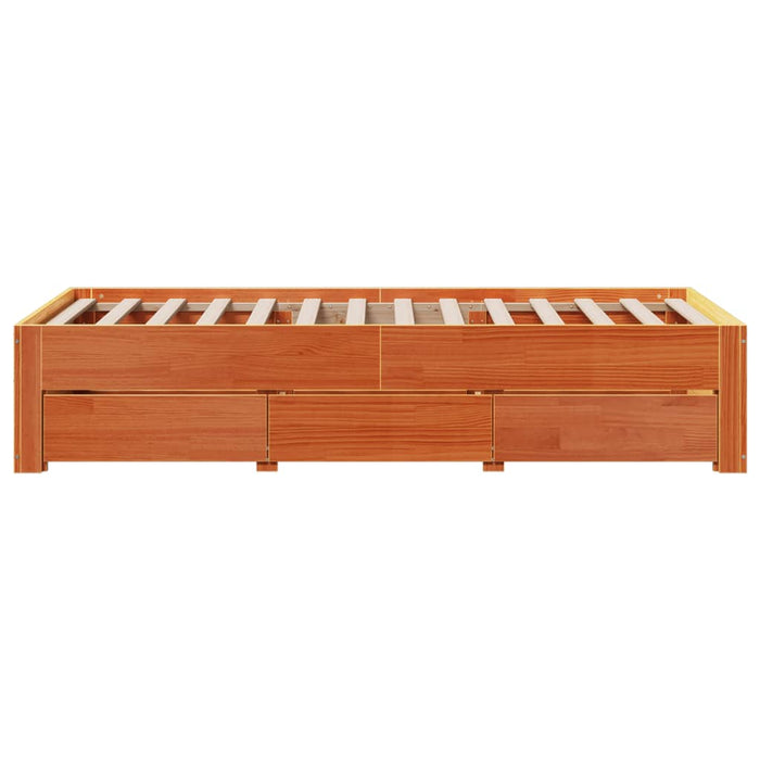 Cadru pat fără saltea/cu sertare maro 90x190 cm lemn masiv pin - WALTI WALTI