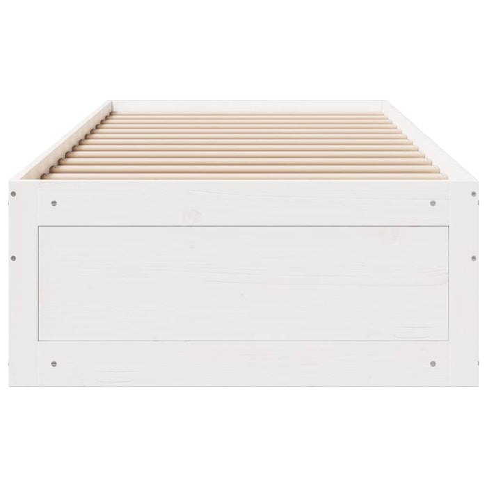 Cadru pat fără saltea/cu sertare alb, 75x190 cm, lemn masiv pin - WALTI WALTI