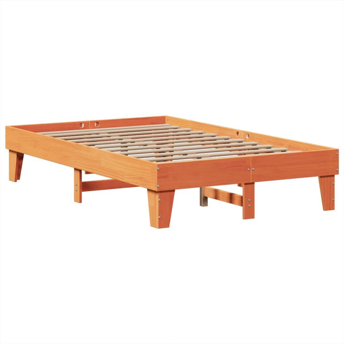 Cadru pat fără saltea, maro ceruit, 135x190 cm, lemn masiv pin - WALTI WALTI