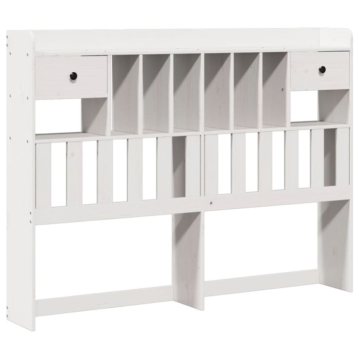 Pat cu bibliotecă fără saltea, alb, 140x190 cm, lemn masiv pin - WALTI WALTI