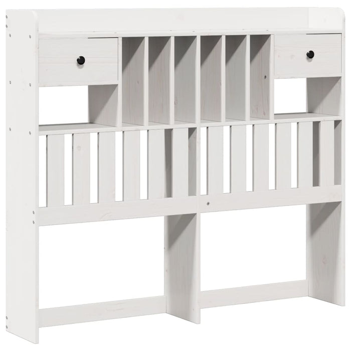 Pat cu bibliotecă fără saltea, alb, 135x190 cm, lemn masiv pin - WALTI WALTI