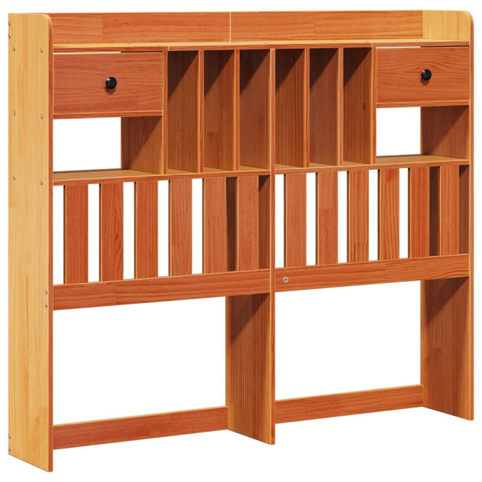 Pat cu bibliotecă fără saltea maro 135x190 cm lemn masiv de pin - WALTI WALTI