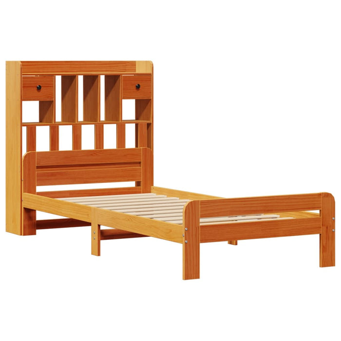 Pat bibliotecă fără saltea maro ceruit 75x190 cm lemn masiv pin - WALTI WALTI