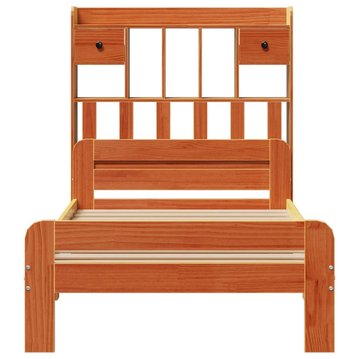Pat bibliotecă fără saltea maro ceruit 75x190 cm lemn masiv pin - WALTI WALTI