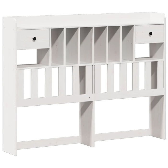 Pat cu bibliotecă fără saltea, alb, 140x200 cm, lemn masiv pin - WALTI WALTI
