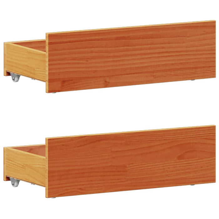 Pat cu bibliotecă fără saltea, maro, 100x200 cm, lemn masiv pin - WALTI WALTI