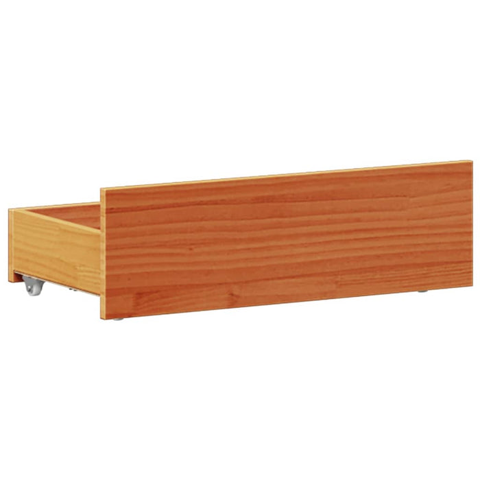 Pat cu bibliotecă fără saltea, maro, 100x200 cm, lemn masiv pin - WALTI WALTI