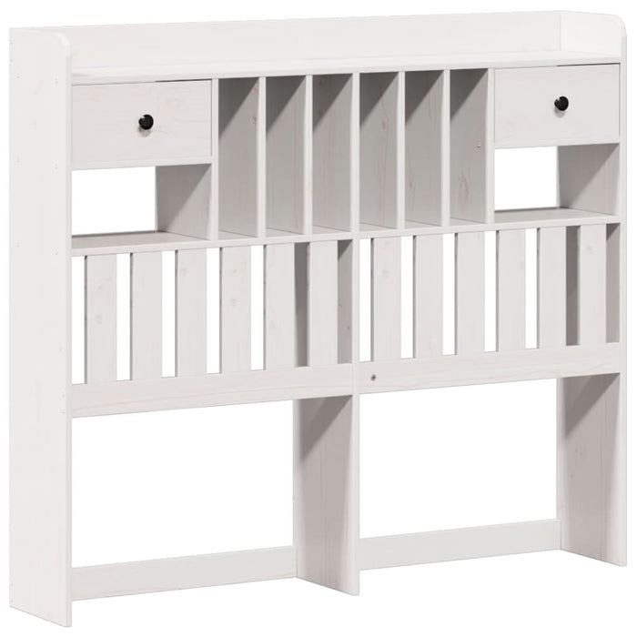 Pat cu bibliotecă fără saltea, alb, 135x190 cm, lemn masiv pin - WALTI WALTI