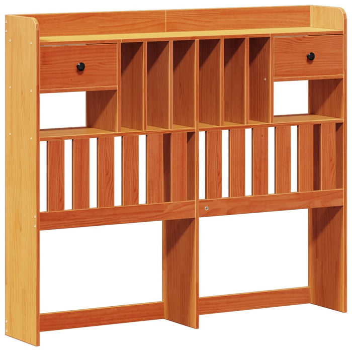Pat cu bibliotecă fără saltea maro 135x190 cm lemn masiv de pin WALTI