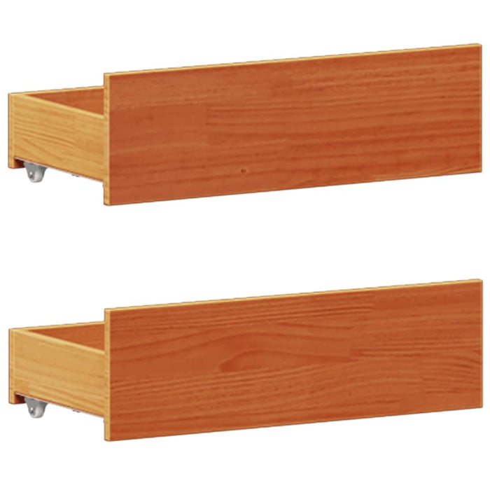 Pat cu bibliotecă fără saltea maro 135x190 cm lemn masiv de pin WALTI