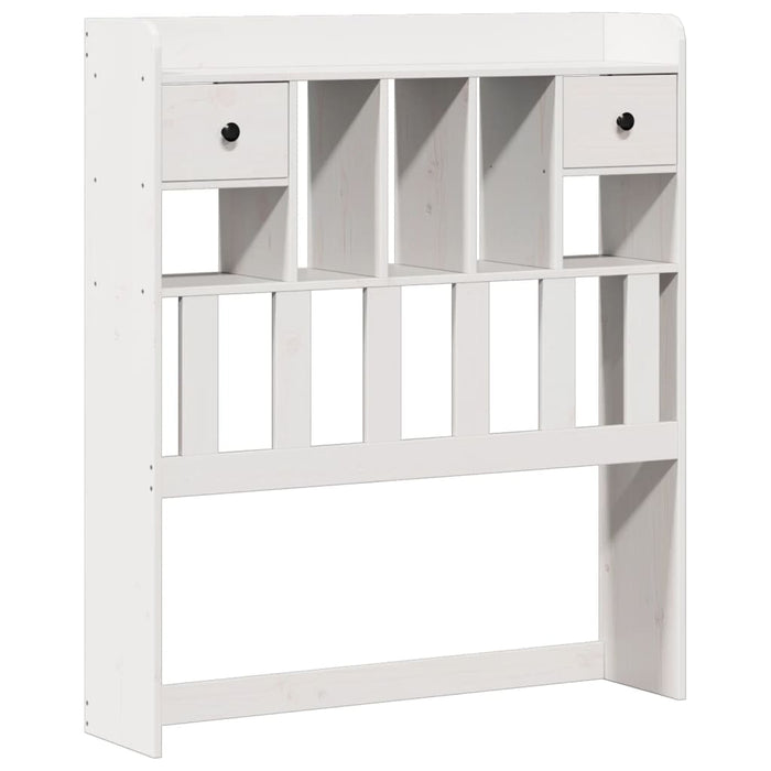 Pat cu bibliotecă fără saltea, alb, 90x190 cm, lemn masiv pin WALTI