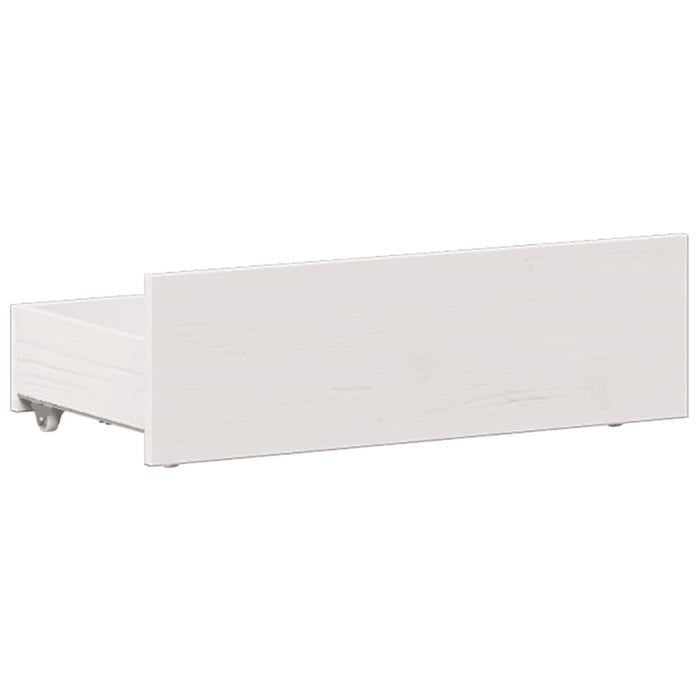 Pat cu bibliotecă fără saltea, alb, 90x190 cm, lemn masiv pin WALTI