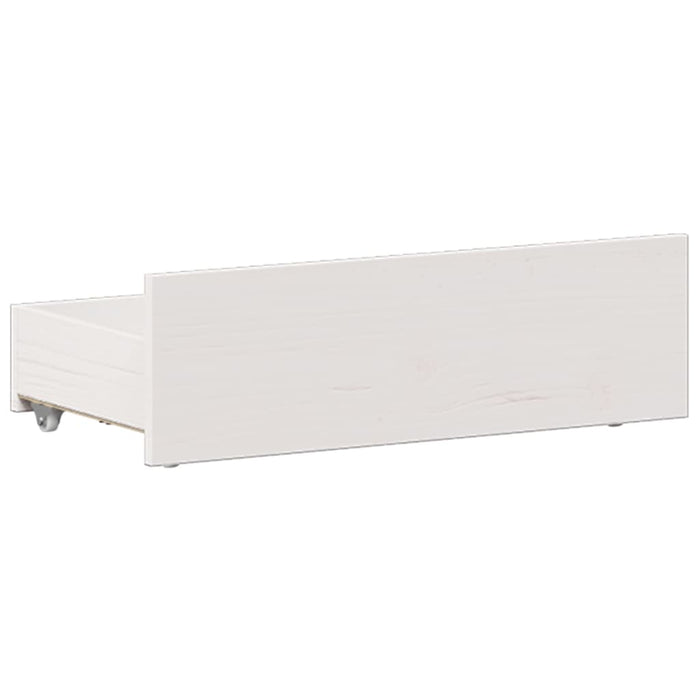 Pat cu bibliotecă fără saltea, alb, 75x190 cm, lemn masiv pin WALTI