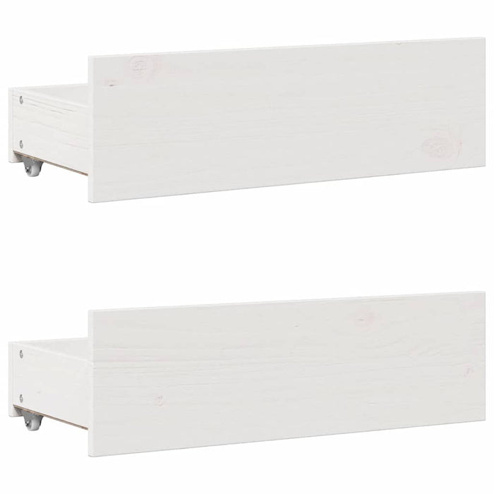 Pat cu bibliotecă fără saltea, alb, 90x200 cm, lemn masiv pin - WALTI WALTI